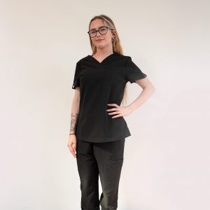 Black Medical Scrubs Set with Straight Trouser for Women & Men