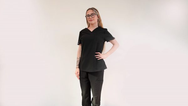 Black Medical Scrubs Set with Straight Trouser for Women & Men