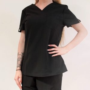V-Neck Top Scrubs Black