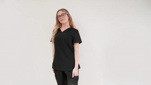 Black Medical Scrubs Set with Grip Trouser for Women & Men